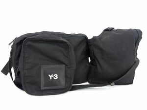 1円 ■美品■ Y-3 ワイスリー adidas アディダス ヨウジヤマモト コットン クロスボディ ショルダーバッグ 斜め掛け ブラック系 AU5965