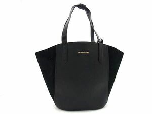 1円 ■美品■ MICHAEL KORS マイケルコース レザー トートバッグ ショルダーバッグ 肩掛け レディース ブラック系 AV4541