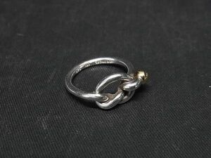 1円 ■美品■ TIFFANY＆Co ティファニー ラブノット SV925×K18 750 18金 リング 指輪 アクセサリー 約8号 レディース シルバー系 AU7110