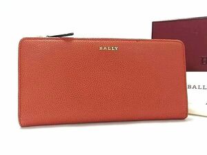 1円 ■極美品■ BALLY バリー レザー 二つ折り 長財布 ウォレット 小銭入れ 札入れ レディース メンズ オレンジ系 BG6772