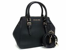 1円 ■美品■ MICHAEL KORS マイケルコース レザー 2WAY ハンドバッグ トート ショルダー 斜め掛け レディース ブラック系 AS6060_画像1