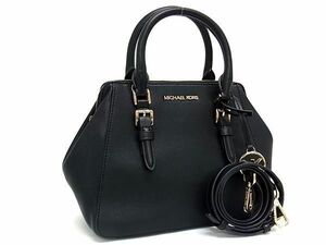 1円 ■美品■ MICHAEL KORS マイケルコース レザー 2WAY ハンドバッグ トート ショルダー 斜め掛け レディース ブラック系 AS6060