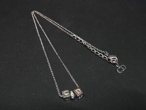 1円 ChristianDior クリスチャンディオール ラインストーン ネックレス ペンダント アクセサリー レディース シルバー系 AT8896