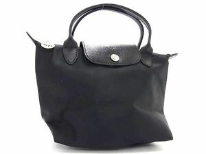 1円 ■美品■ LONGCHAMP ロンシャン ルプリアージュ ネオ ナイロン×レザー ハンドバッグ トートバッグ レディース ブラック系 AS6094