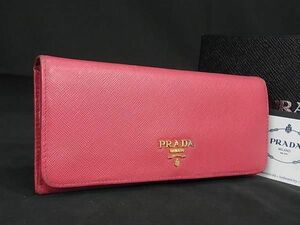 1円 PRADA プラダ 1M1132 サフィアーノレザー 二つ折り 長財布 ウォレット 小銭入れ 札入れ レディース ピンク系 AS7270