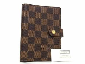 1円 ■新品同様■ LOUIS VUITTON ルイヴィトン R20700 ダミエ アジェンダPM 6穴式 手帳カバー スケジュール帳 ブラウン系 AS6967