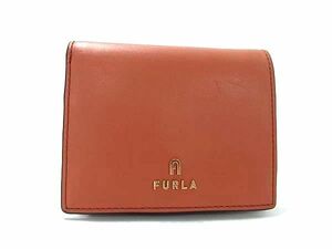 1円 ■極美品■ FURLA フルラ レザー 二つ折り 財布 ウォレット 小銭入れ 札入れ レディース テラコッタ系 AS6555