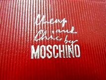 1円 ■新品■未使用■ MOSCHINO モスキーノ レザー 二つ折り 財布 ウォレット 小銭入れ 札入れ カード入れ レッド系×シルバー系 BE9150_画像6