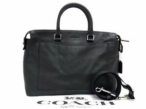 1円 ■極美品■ COACH コーチ 89954 レザー 2WAY トートバッグ ショルダー ブリーフケース ビジネスバッグ メンズ ブラック系 AT8357