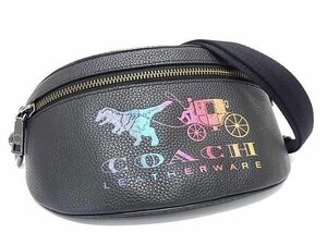 1円 ■極美品■ COACH コーチ 72688 レキシー キャリッジ レザー ダイナソー 恐竜 ウエストポーチ ボディバッグ ブラック系 AS6190