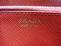 1円 ■美品■ PRADA プラダ サフィアーノレザー ラウンドファスナー 長財布 ウォレット 小銭入れ 札入れ レディース レッド系 AS6545_画像5