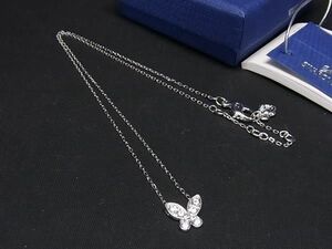 1円 ■新品■未使用■ SWAROVSKI スワロフスキー バタフライ 蝶 ラインストーン ネックレス アクセサリー シルバー系 BH0929