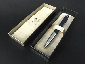 ■新品同様■ PARKER パーカー ツイスト式 ボールペン 文房具 筆記用具 ステーショナリー ネイビー系×シルバー系 DD5640