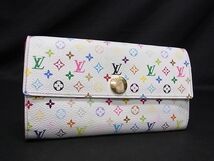 1円 LOUIS VUITTON ルイヴィトン M93746 モノグラムマルチカラー ポルトフォイユサラ 二つ折り 長財布 ウォレット アイボリー系 AS7529_画像1