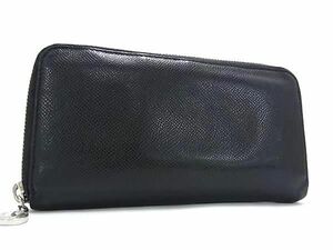 1円 ■美品■ BVLGARI ブルガリブルガリ レザー ラウンドファスナー 長財布 ウォレット 小銭入れ 札入れ カード入れ ブラック系 AV5268