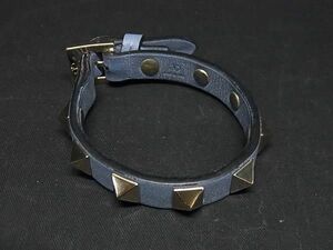 1円 VALENTINO GARAVANI ヴァレンティノ ガラヴァーニ ロックスタッズ レザー ブレスレット アクセサリー レディース ブルー系 AT8927