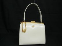 1円 ■美品■ GIANNI VERSACE ジャンニ ヴェルサーチ サンバースト レザー ワンハンドル ハンドバッグ レディース ホワイト系 AV4956_画像1