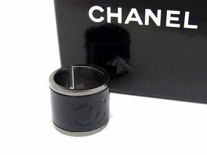 1円 ■極美品■ CHANEL シャネル ココマーク リング 指輪 アクセサリー 約13号 メンズ レディース ブラック系 AU6954