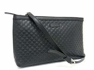 1円 ■極美品■ GUCCI グッチ 607723 マイクログッチシマ レザー クロスボディバッグ ショルダーバッグ 斜め掛けかばん ブラック系 AT3611