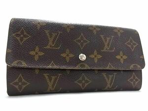 1円 LOUIS VUITTON ルイヴィトン M61723 モノグラム ポシェット ポルトモネ クレディ二つ折り 長財布 ウォレット ブラウン系 AS7878