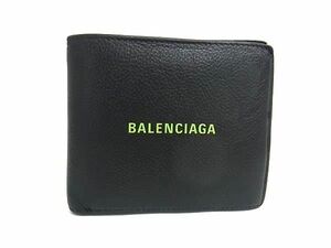 1円 BALENCIAGA バレンシアガ 594315 エブリディ レザー 二つ折り 財布 ウォレット 札入れ 小銭入れ メンズ ブラック系 AS7317