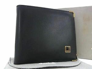 1円 ■美品■ dunhill ダンヒル レザー 二つ折り 財布 ウォレット 小銭入れ 札入れ カード入れ メンズ ブラック系 BE9844