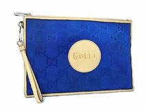 1円 ■美品■ GUCCI グッチ 625598 オフザグリット GG柄 ナイロンキャンバス セカンドバッグ クラッチ マルチケース ブルー系 AX0726_画像1