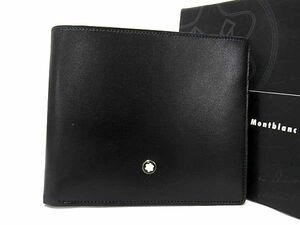 ■新品同様■ MONT BLANC モンブラン レザー 二つ折り 財布 ウォレット 札入れ カード入れ ブラック系 AU7688