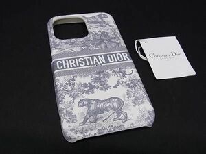 ■新品同様■ ChristianDior ディオール トワル ドゥ ジュイ iPhone13/14対応 アイフォンケース スマホケース グレー系 AU7726