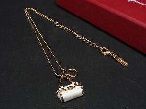 ■新品■未使用■ Salvatore Ferragamo フェラガモ ガンチーニ バッグモチーフ ネックレス アクセサリー ゴールド系×ホワイト系 BG6629