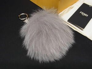 # ultimate beautiful goods # FENDI Fendi pompon charm fur key holder key ring bag charm gray series AS7454