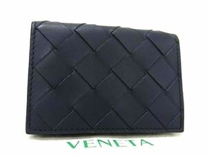 ■極美品■ BOTTEGA VENETA ボッテガヴェネタ イントレチャート レザー 三つ折り 財布 ウォレット 小銭入れ 札入れ ブラック系 AS4120