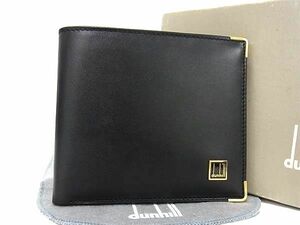 ■新品同様■ dunhill ダンヒル レザー 二つ折り 財布 ウォレット 札入れ カード入れ メンズ ブラック系 BH1441