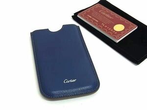 ■新品■未使用■ Cartier カルティエ レザー スマホケース メンズ レディース ブルー系 AX0944