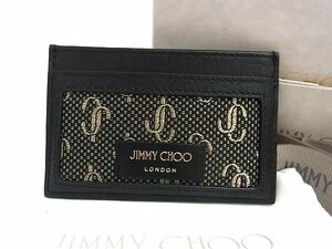 ■新品■未使用■ JIMMY CHOO ジミーチュウ キャンバス×レザー カードケース カード入れ パスケース 定期入れ ブラック系 AS8224
