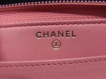 1円 CHANEL シャネル ココマーク カメリア ラムスキン ラウンドファスナー 長財布 ウォレット 札入れ 小銭入れ ピンク系 AS7942_画像5