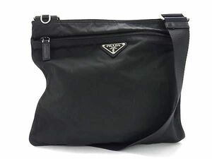 1円 PRADA プラダ テスートナイロン クロスボディ ショルダーバッグ 斜め掛けかばん メンズ レディース ブラック系 AT0205