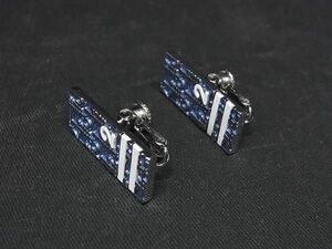 1円 ■美品■ ChristianDior ディオール トロッター クリップ式 イヤリング アクセサリー レディース ブルー系×シルバー系 AT9635