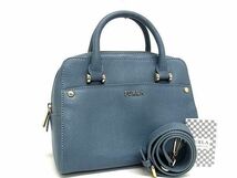 1円 ■新品同様■ FURLA フルラ マーゴット レザー 2WAY ハンドバッグ トート ミニボストン ショルダー レディース ブルー系 AS5959_画像1