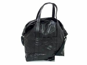 1円 ■美品■ Maison Margiela メゾン マルジェラ レザー 2WAY クロスボディ ハンドバッグ ショルダー トート ブラック系 AV4995