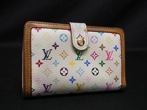 1円 LOUIS VUITTON ルイヴィトン M92987 モノグラムマルチカラー ポルトフォイユ ヴィエノワ がま口 二つ折り 財布 アイボリー系 AS7328