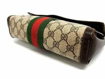 1円 GUCCI オールドグッチ ヴィンテージ シェリーライン GG柄 PVC×レザー クラッチバッグ セカンドバッグ ブラウン系 AS8981_画像3