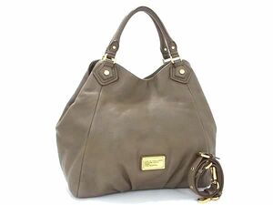 1円 ■美品■ MARC BY MARC JACOBS マークバイマークジェイコブス レザー 2WAY ハンドバッグ ショルダー 斜め掛け グレージュ系 BH1237