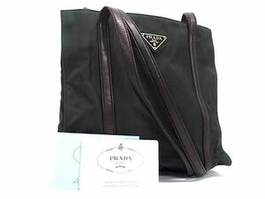 1円 PRADA プラダ B6506 テスートナイロン ハンドバッグ トートバッグ ショルダーバッグ 肩掛けかばん レディース メンズ カーキ系 AV5147