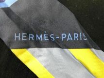 1円 HERMES エルメス シルク100% ツイリー リボンスカーフ レディース ネイビー系×マルチカラー AS3350_画像3