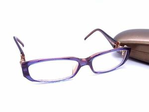 1円 ■美品■ GUCCI グッチ GG-9053J バンブー ホースビット 度入り メガネ 眼鏡 めがね レディース メンズ クリアパープル系 AS8907