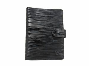 1円 ■美品■ LOUIS VUITTON ルイヴィトン R20052 エピ アジェンダPM 6穴式 手帳カバー スケジュール帳 メンズ ブラック系 AW2226