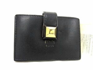 1円 ■美品■ FENDI フェンディ レザー カードケース カード入れ レディース ブラック系×グレージュ系 AX0625