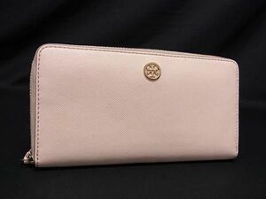 1円 ■美品■ TORY BURCH トリーバーチ レザー ラウンドファスナー 長財布 ウォレット 小銭入れ 札入れ レディース ピンク系 AU9518