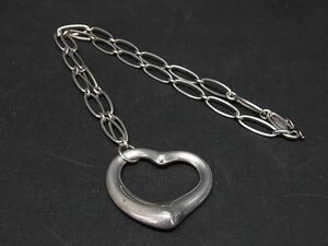 1円 TIFFANY＆Co ティファニー エルサペレッティ オープンハート SV925 ビッグ ネックレス アクセサリー レディース シルバー系 AT9624